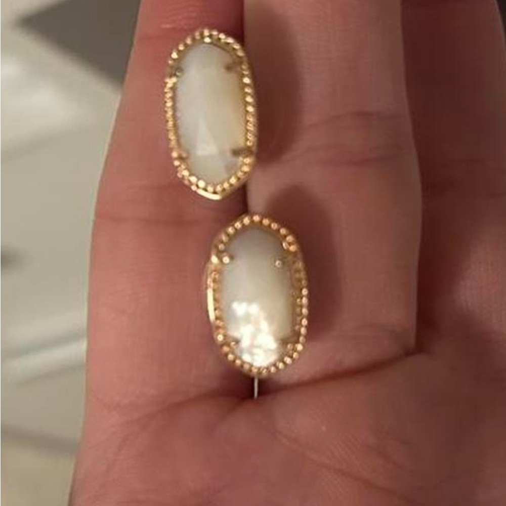 Kendra Scott Gold and Cream Earrings